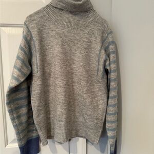 Hem & Thread Gray and Blue Cowl Neck Sweater